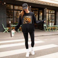 Load image into Gallery viewer, Black Halloween Pumpkin Crewneck Sweatshirt