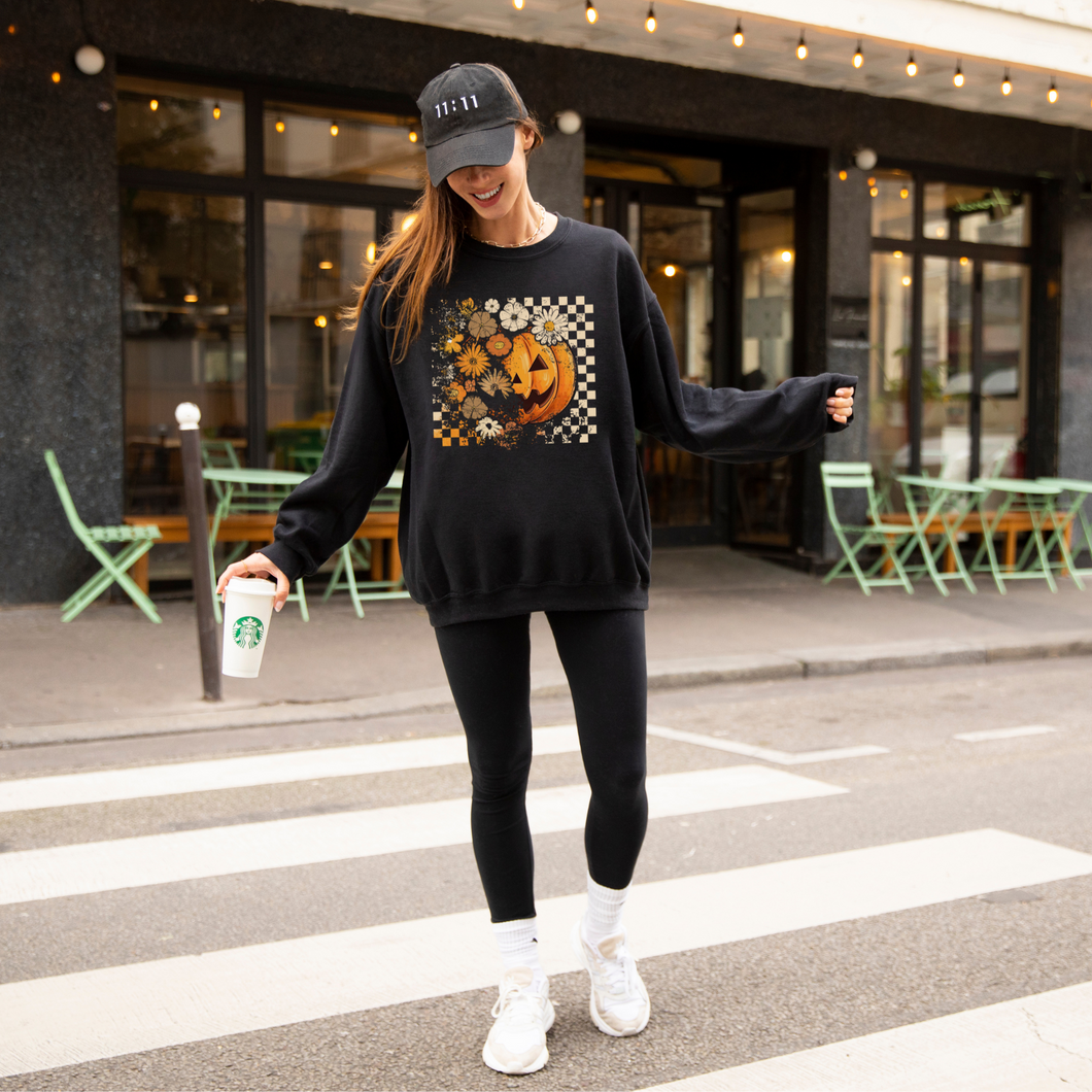 Black Halloween Pumpkin Crewneck Sweatshirt