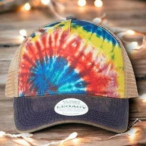 Legacy brand - Tie Dye Trucker hat with tan mesh