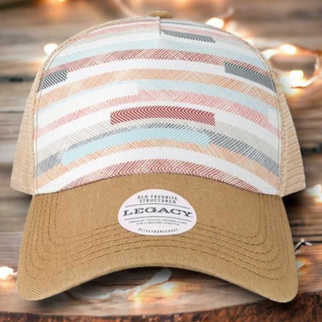 Neutral Stripes structured trucker hat