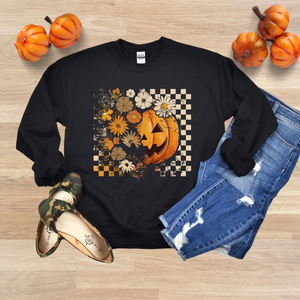 Black Halloween Pumpkin Crewneck Sweatshirt