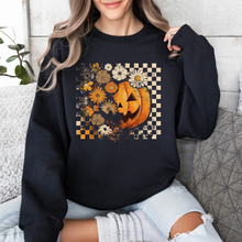 Load image into Gallery viewer, Black Halloween Pumpkin Crewneck Sweatshirt