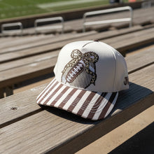 Load image into Gallery viewer, Football Leopard Bow with Stripes Cap
