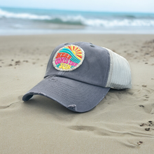 Load image into Gallery viewer, NEW Here Comes the Sun Embroidered Patch Trucker Hat - CUSTOM Hat Colors