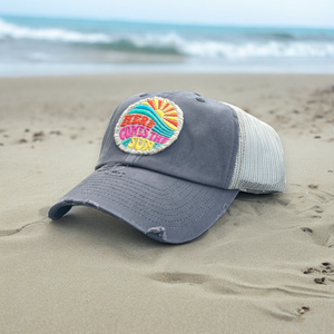 NEW Here Comes the Sun Embroidered Patch Trucker Hat - CUSTOM Hat Colors