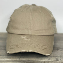 Load image into Gallery viewer, Khaki, The Mountains are Calling and I Must Go, Raggy Patch Trucker Hat
