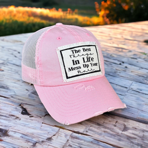 Light Pink, The Best Things in Life mess Up Your Hair, Patch Hat