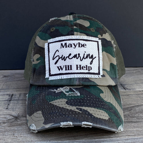 Camo, Maybe Swearing Will Help, Mesh Trucker Hat