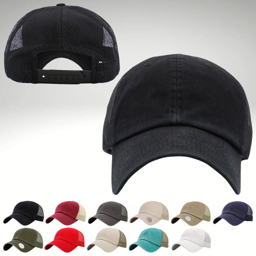 Classic Mesh Trucker Cap - No Distressing - 8 colors - Blank Mesh Trucker Hats, Mesh Trucker, Low-profile, Unstructured Cap
