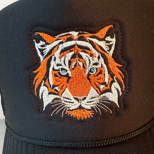 closeup view of tiger embroidery