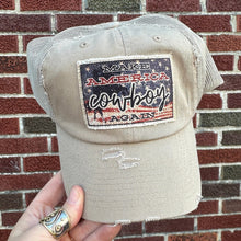 Load image into Gallery viewer, Make America Cowboy Again Patch Hat, Low Profile Trucker Hat - Choose Your Hat Color