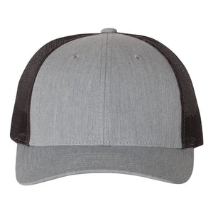 Richardson Lowpro 115 heather gray and black mesh trucker hat