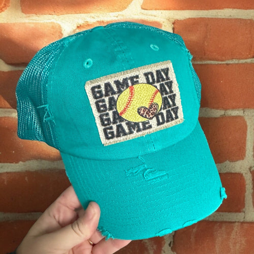 Softball Game Day Patch Hat, Low Profile Baseball Cap - Choose Your Hat Color