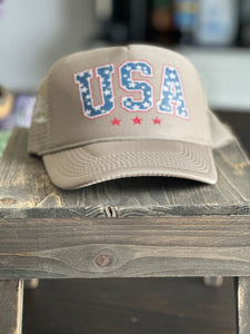 Tan USA Trucker Hat