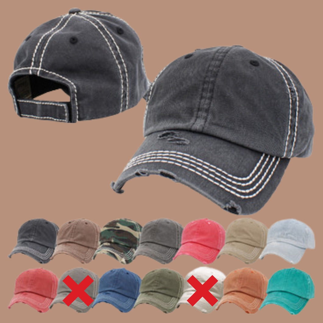 Rustic Washed Dad Hat, Distressed, Blank Hats, Add Your Own Patch