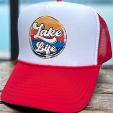Load image into Gallery viewer, Lake Life Trucker Hat, Choice of Black or White/Red Hat, or Both. Snapback Trucker Hat