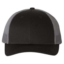 Load image into Gallery viewer, Embroidered Cowboy Trucker Hat, Richardson LOW PRO 115, Black and Charcoal Gray Mesh, Tone on Tone, Unisex