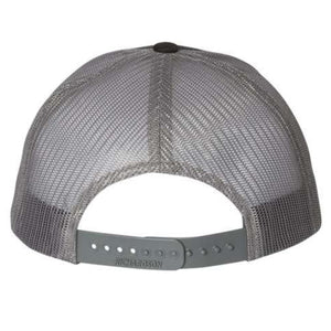 Embroidered Cowboy Trucker Hat, Richardson LOW PRO 115, Black and Charcoal Gray Mesh, Tone on Tone, Unisex