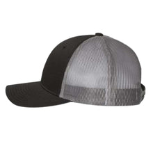 Load image into Gallery viewer, Embroidered Cowboy Trucker Hat, Richardson LOW PRO 115, Black and Charcoal Gray Mesh, Tone on Tone, Unisex