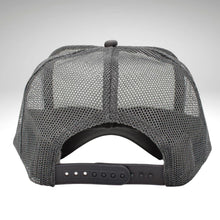 Load image into Gallery viewer, Floral Trucker Hat, Faux Embroidery, Gray and White Otto, Mid Profile