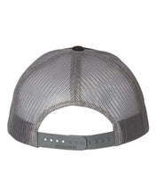 Load image into Gallery viewer, Back view of Richardson Lowpro 115 heather gray and black mesh trucker hat