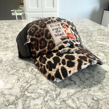 Load image into Gallery viewer, Leopard Print, On My Way To Stir the Pot, Vintage Inspired Patch Hat, Statement Trucker Hat, Sassy Hat, Play on Words