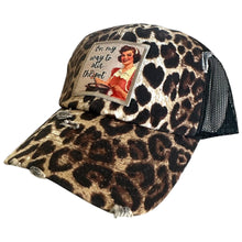 Load image into Gallery viewer, Leopard Print, On My Way To Stir the Pot, Vintage Inspired Patch Hat, Statement Trucker Hat, Sassy Hat, Play on Words
