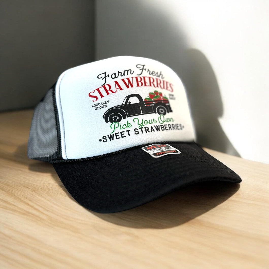 Fresh Strawberries Retro Trucker Hat