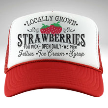 Load image into Gallery viewer, Locally Grown Strawberries Retro Trucker Hat, Red
