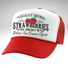 Load image into Gallery viewer, Locally Grown Strawberries Retro Trucker Hat, Red