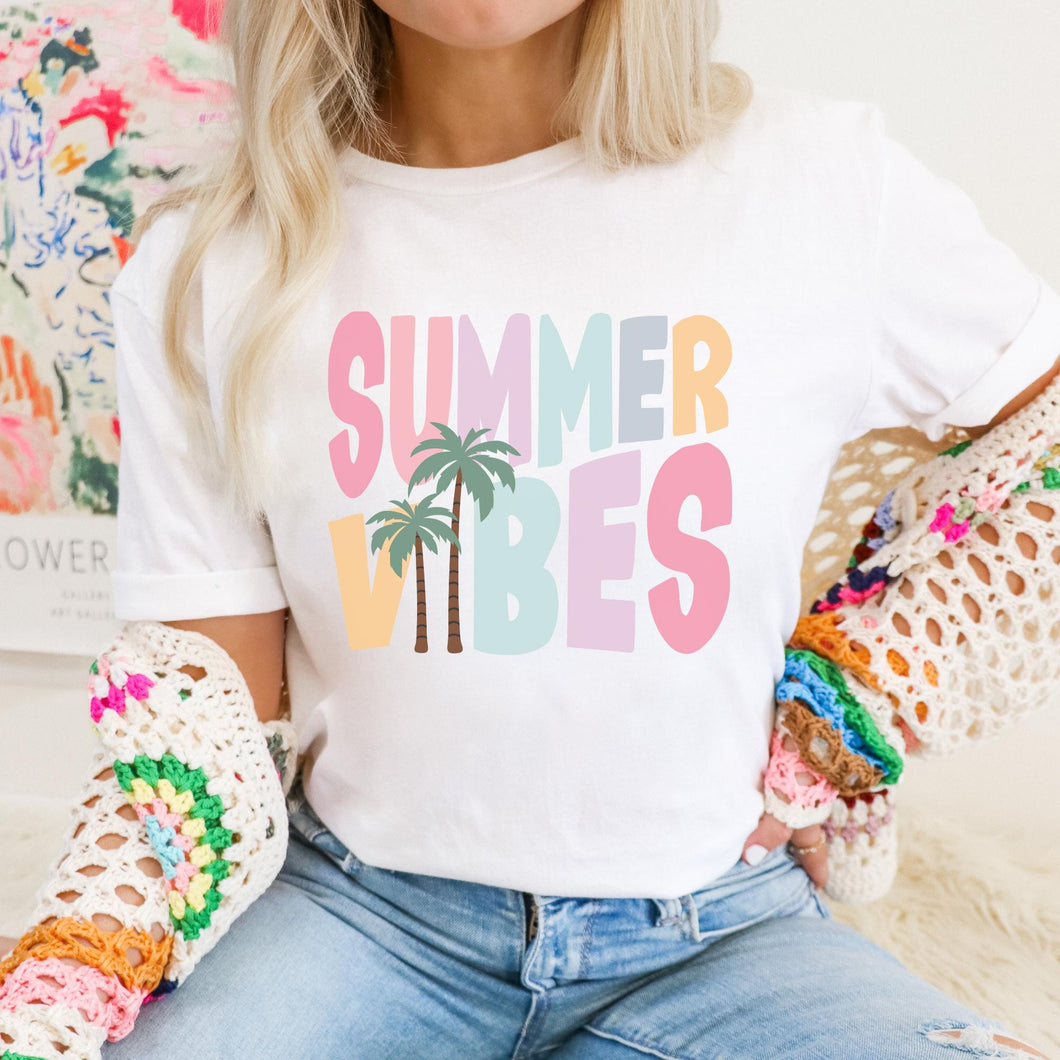Summer Vibes White T-shirt, Beach Tee