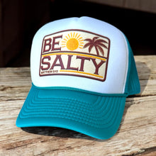 Load image into Gallery viewer, Be Salty Trucker Hat: Teal &amp; White Christian Faith Vacation Cap