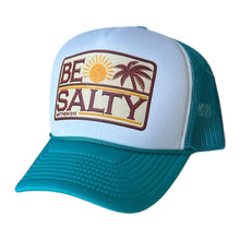 Load image into Gallery viewer, Be Salty Trucker Hat: Teal &amp; White Christian Faith Vacation Cap