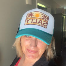 Load image into Gallery viewer, Be Salty Trucker Hat: Teal &amp; White Christian Faith Vacation Cap
