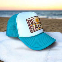 Load image into Gallery viewer, Be Salty Trucker Hat: Teal &amp; White Christian Faith Vacation Cap
