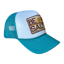 Load image into Gallery viewer, Be Salty Trucker Hat: Teal &amp; White Christian Faith Vacation Cap
