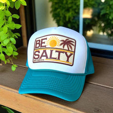 Load image into Gallery viewer, Be Salty Trucker Hat: Teal &amp; White Christian Faith Vacation Cap