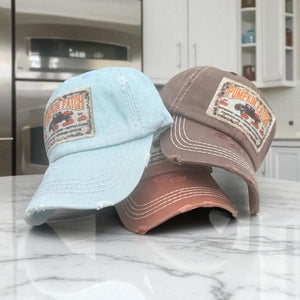 Vintage Washed Patch Hat / Pumpkin Patch Beige Patch / 9 Hat Color Choices