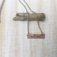 Load image into Gallery viewer, Silver and Copper Hand Stamped Mountain Bar Necklace