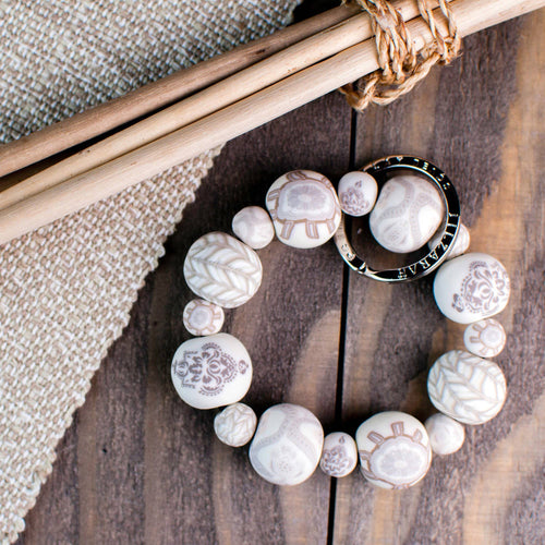 Linen Wrist Keychain - Premium Polymer Clay Beads