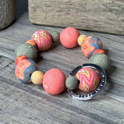 Coral Crush Wrist Keychain - Polymer Clay