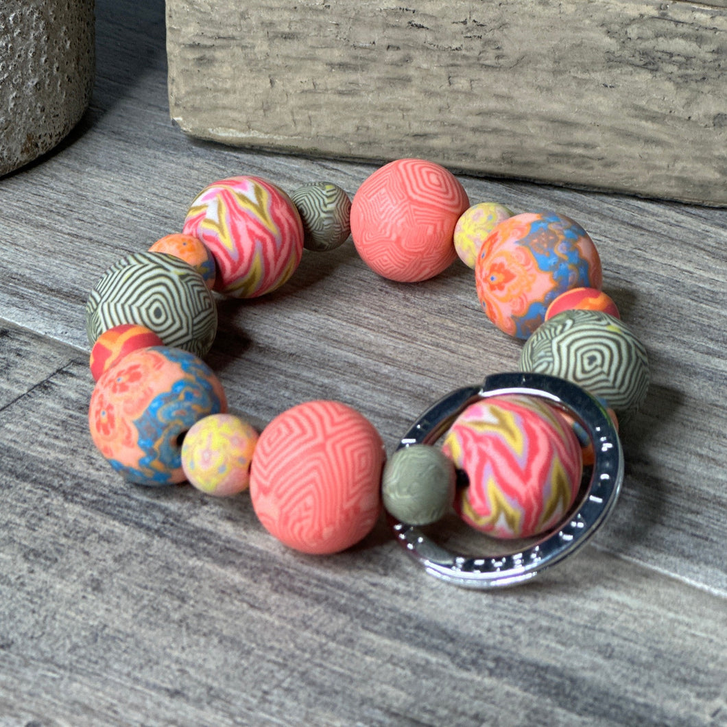 Coral Crush Wrist Keychain - Polymer Clay