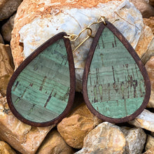 Load image into Gallery viewer, Wood and Teal Cork Teardrop Earrings