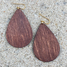 Load image into Gallery viewer, Wood and Teal Cork Teardrop Earrings