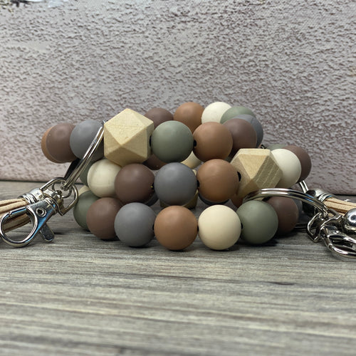 Stretchy Silicone Keychain with Ivory Tassel