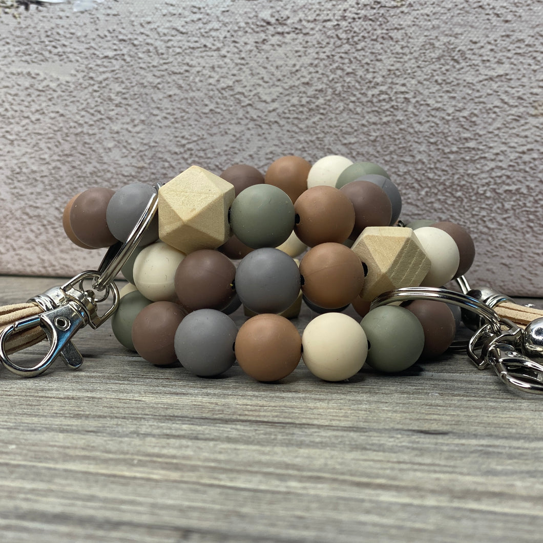 Stretchy Silicone Keychain with Ivory Tassel