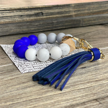 Load image into Gallery viewer, Blue and Gray Wristlet Keychain