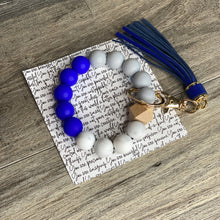 Load image into Gallery viewer, Blue and Gray Wristlet Keychain