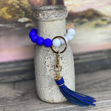 Load image into Gallery viewer, Blue and Gray Wristlet Keychain