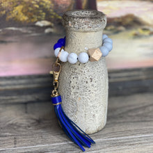 Load image into Gallery viewer, Blue and Gray Wristlet Keychain